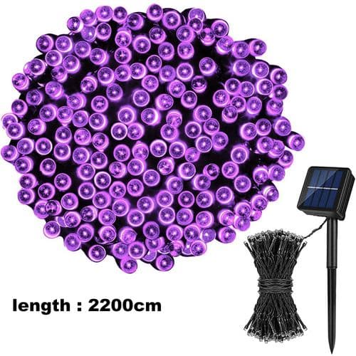 Solcelled havefigurer til udendørs, 22M 200 LED, 8 lystilstande lilla lys