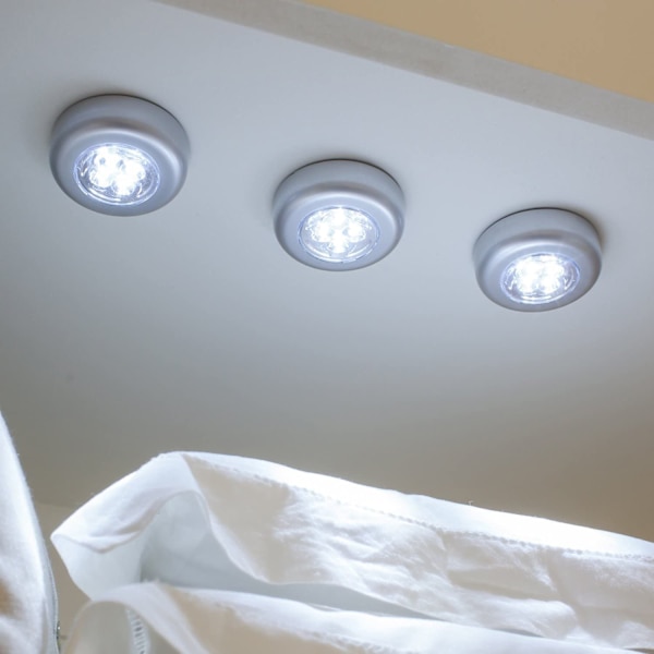 Set med 3 batteridrivna självhäftande spotlights med vita lysdioder