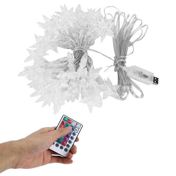 5m 50LED Lysstreng med Femtakkede Stjerner Dekorativ Lampe med KLB