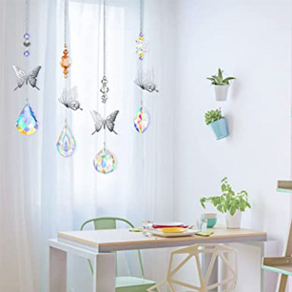 7 stk. Butterfly Crystal Suncatcher Crystal Lysekrone Prisme