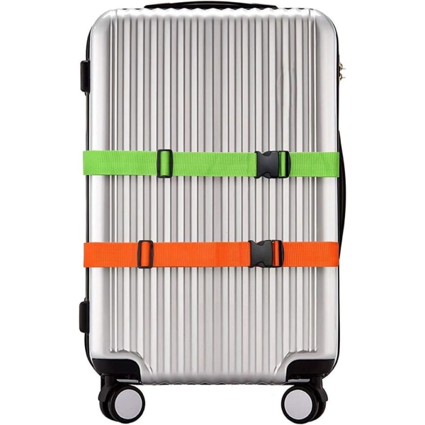 Kuffertbælte til forsegling og mærkning af bagage, Mål 5x188cm og 5x100 cm(1 stk),Fluo Powder-skulderrem -