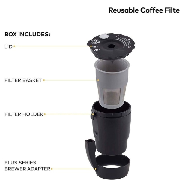 Gjenbrukbart kaffefilter, kompatibel med Keurig My K-Cup Black