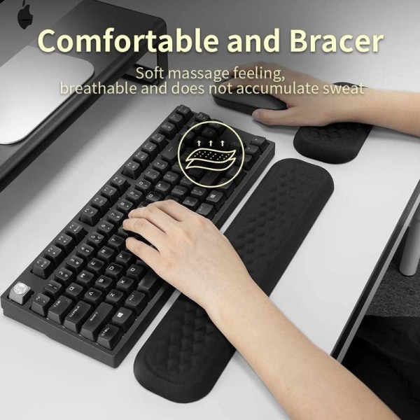 1 sæt sort memory foam computer tastatur håndledsstøtte