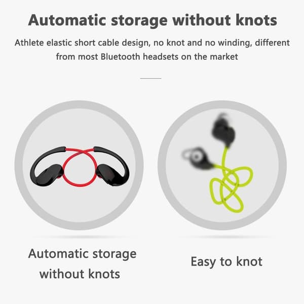 Bluetooth-hodetelefoner, sportshodetelefoner, vanntette, 12 røde