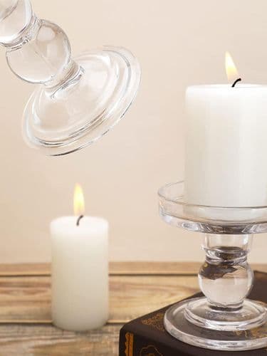 Modern ljusstake, transparent glasljusstake för pelarljus, rund
