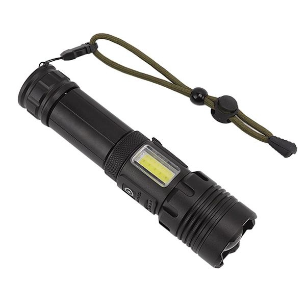 LED-ficklampa, USB-laddningsbar, zoomable effektdisplay KLB