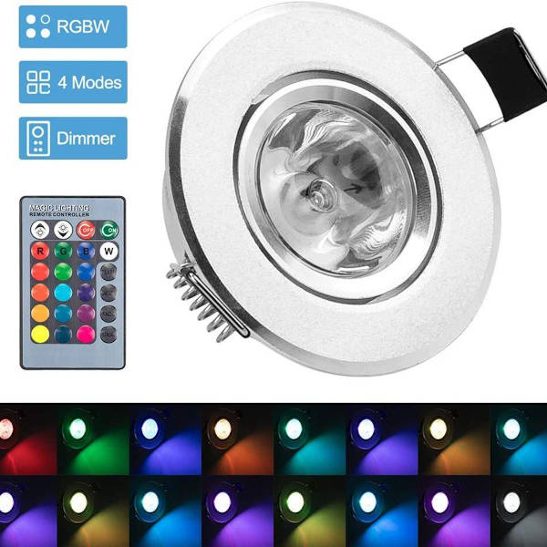 LED-downlight 5 st RGB flerfärgade ljuskällor med fjärrkontroll 220V 16 färger