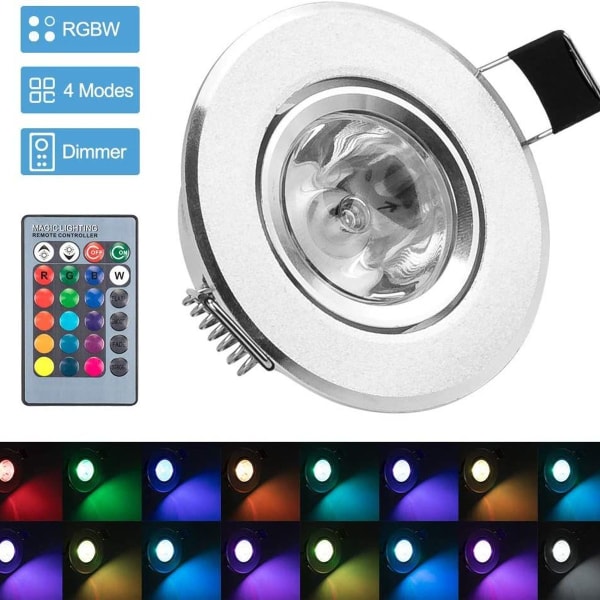 LED downlight 5 stycken RGB flerfärgade glödlampor med fjärrkontroll 220V 16 färger