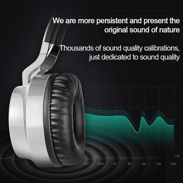 Bluetooth-hovedtelefoner foldbare trådløse, HiFi stereo-headset hvid