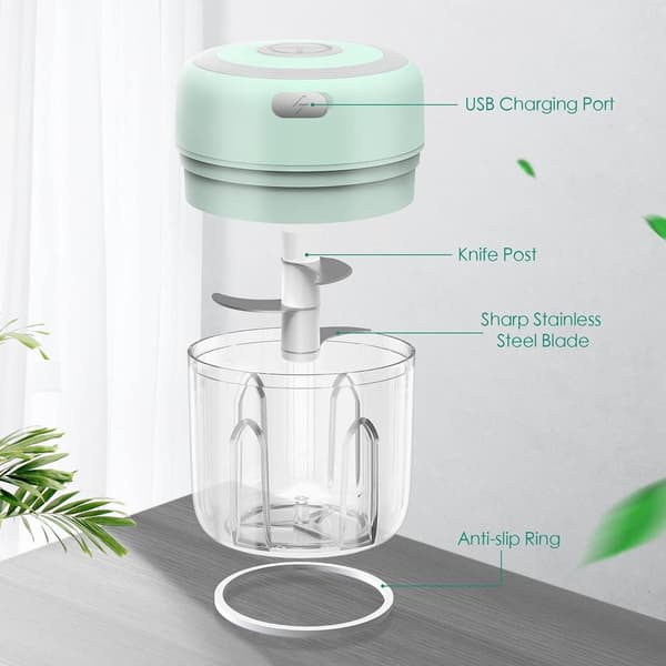 Elektrisk mini hvidløgsslicer, universal slicer og chopper grøn