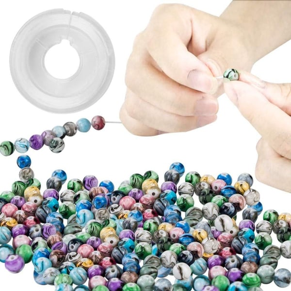 500 akrylperler løse perler med blækmønstre til smykkefremstilling KLB