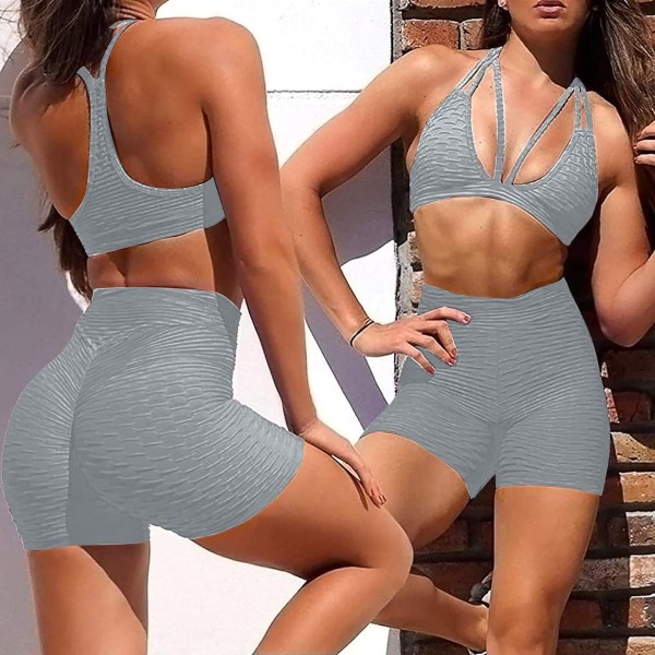 Berømte leggings, kvinners rumpe løftende yogabukser høye 08 grå KLB