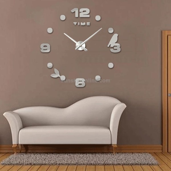 3M006 Kreativ DIY Akryl Veggklokke Enkelt Digital Overdimensjonert Klokke 100x100cm (Si