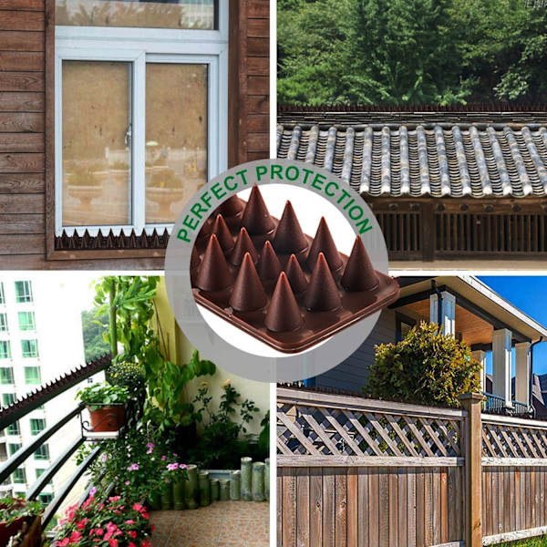 Dueslag Pigespig Plastik Balkon Due Afvisende Kit Due Fugle Afvisende Kat Pig 10 Stykker Brun