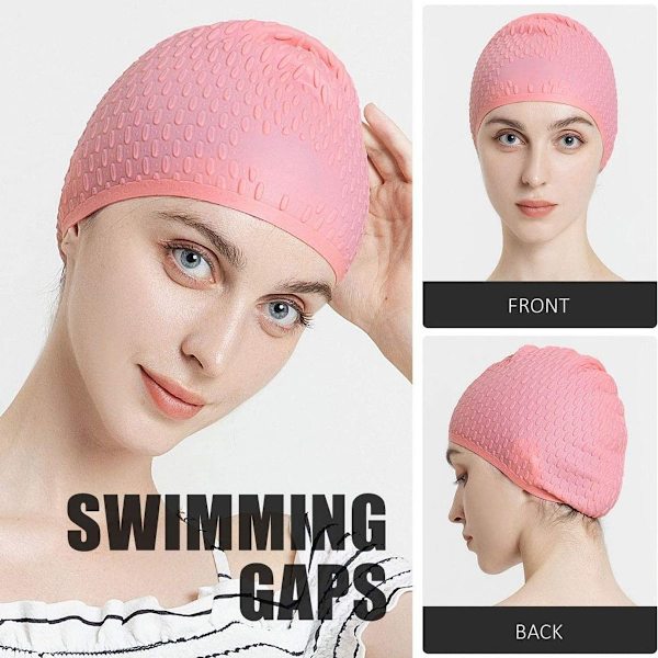Big Drop badehætte til kvinder. Komfortabel badehætte med langt hår i pink