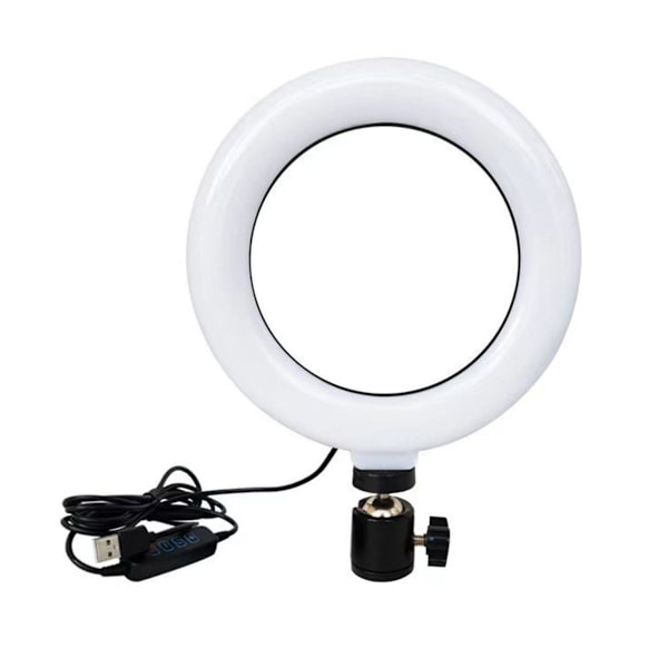Dæmpbar ringlys, selfie live stream belysning med stativ til