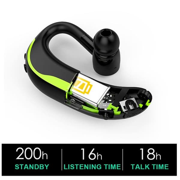 Bluetooth V5.0-headset, trådlösa öronsnäckor för svart grön