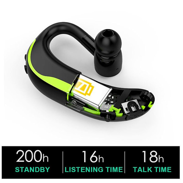 Bluetooth V5.0 Headset, Trådløse øretelefoner til sort grøn