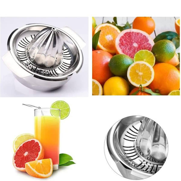 Citronpress citruspress manuell tillverkad av 18/8 rostfritt stål med behållare