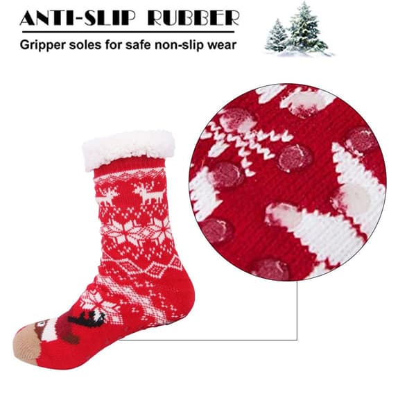 Pige Jule Slippers Strømper Skridsikre Fluffy Vinter Strømper Style 3 KLB