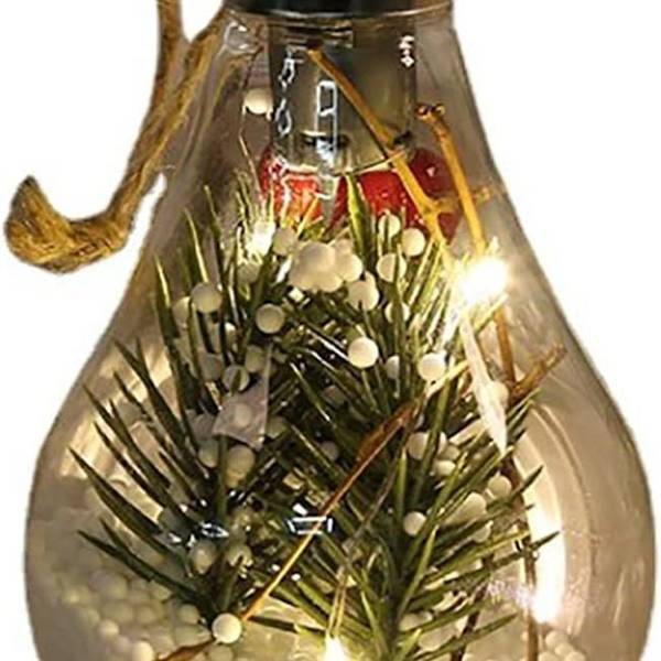 Paket med 6 LED transparenta julgranskulor, juldekorationer. KLB
