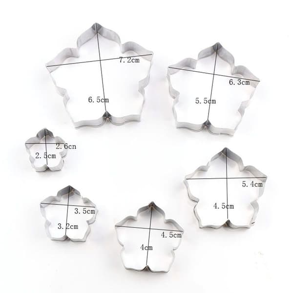5-pack rostfria liljekronblad kakformar fondantkakformar