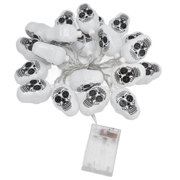 20 stk. LED Halloween kranie-lyskæde varm 3m/9.84ft batteri KLB