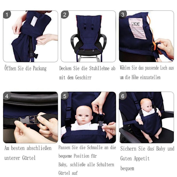 Vine Easy Seat Bærbar Rejse Højstol | Justerbar Sikker Vaskbar Toddler