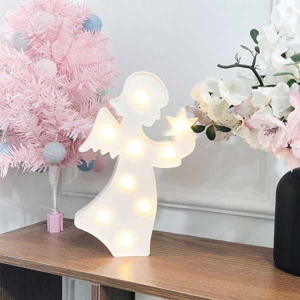 Plastisk LED-engel fe-form nattlampe dekorasjonslys KLB
