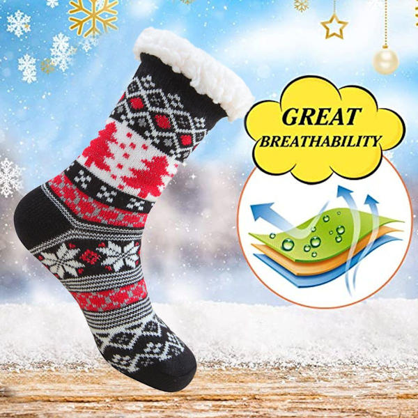Pige Jule Slippers Strømper Skridsikre Fluffy Vinter Strømper Style 6 KLB