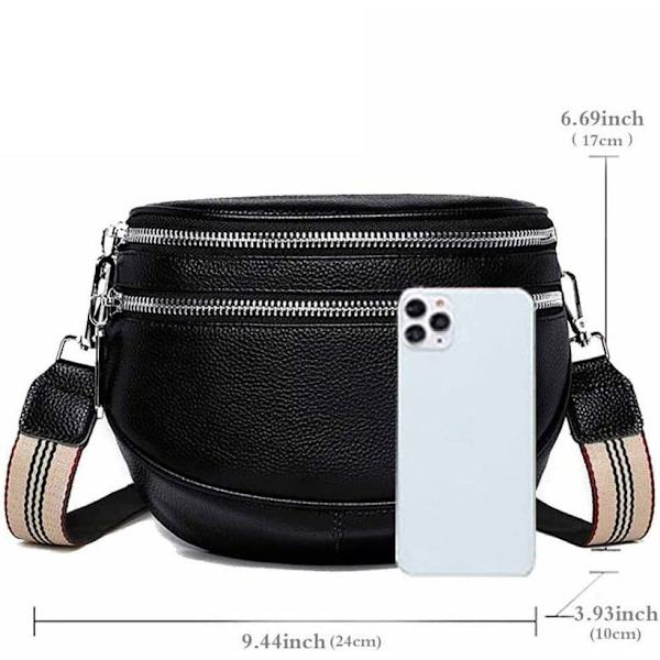 Crossbody väska dam bred rem, midjeväska dam läder handväska, liten