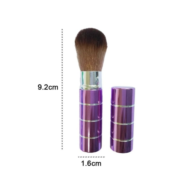 Bærbar Makeup Blush Brush med Retractable Håndtag Kabuki Brush Lilla