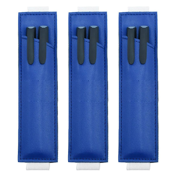Pennfodral i 3 delar, pennfodral, läderaccessoarer, elastiskt, mörkblått KLB