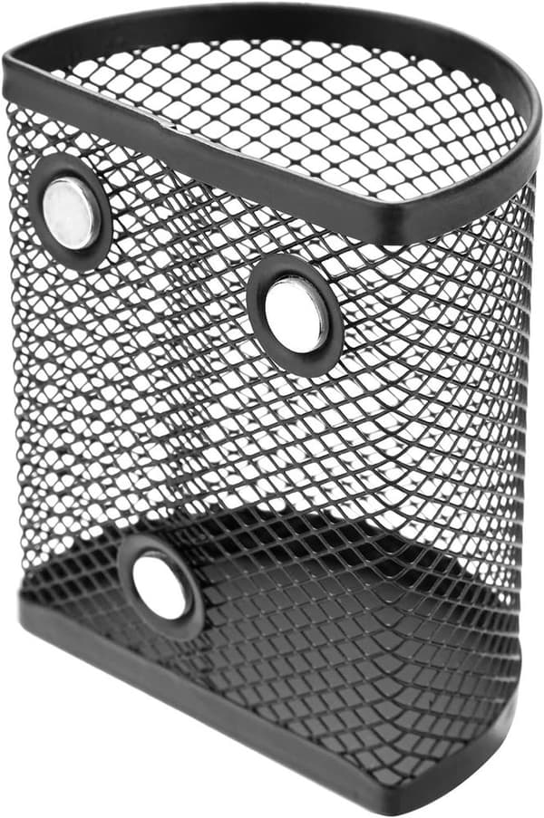 Magnetisk pennholder med 2 rom, netting, rustfritt stål, rund, pakke med 2