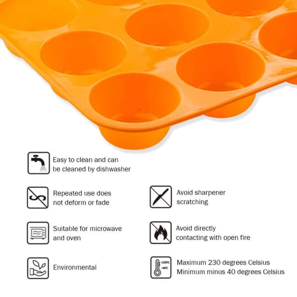 Silikon Muffinform Non-Stick 12 Kopper Muffinform Jumbo Orange KLB