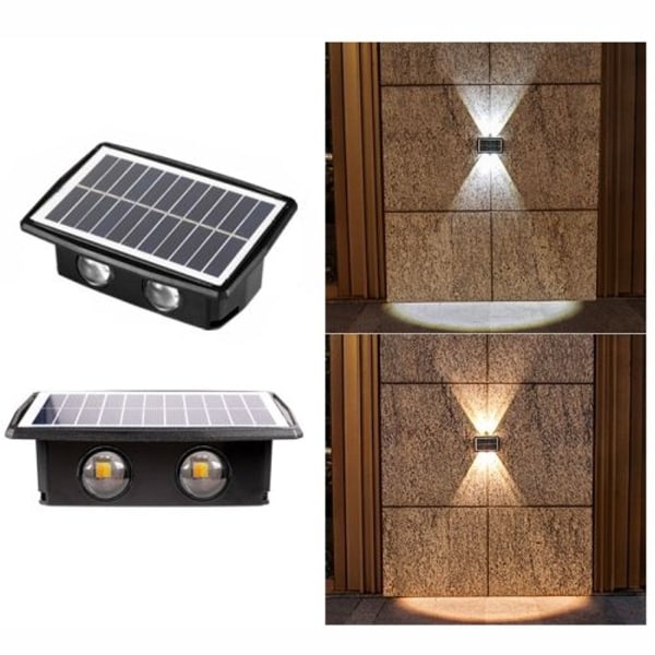 4LED solcellelys kontrollsensor opp og ned dobbelthode vegglys vanntett Wan