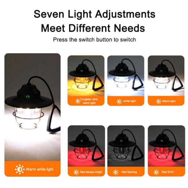 Utomhusbelysning, Campinglampa, USB Laddningsbar Hästlampa (Svart)