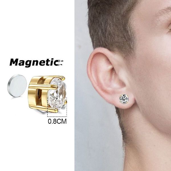 Par zircon magnet øreringe uden gennemboret guld øreringe