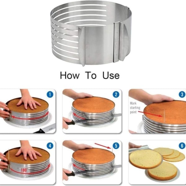 Ring Cutter Lagkake Slicer, Justerbar Ring 7 Lag Mousse, For