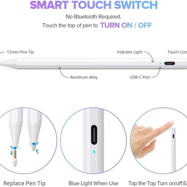 Blyant med magnetisk trådløs opladning, pen til iPad