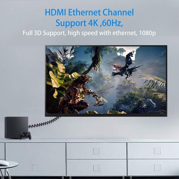 HDMI-HDMI-kaapeli, Micro HDMI - HDMI -kierrekaapeli, kulma, 1,2 m