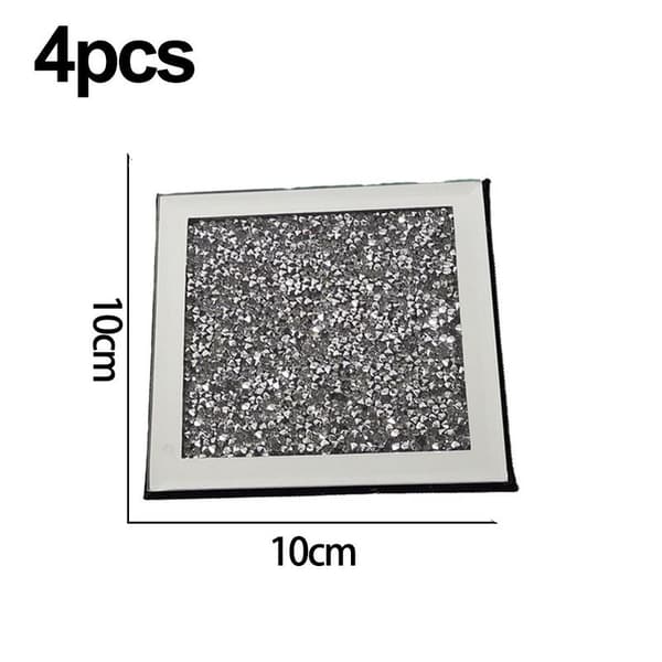 Spejl Glas Coaster, Knust Diamant Kop Måtte Dekor på Shape2