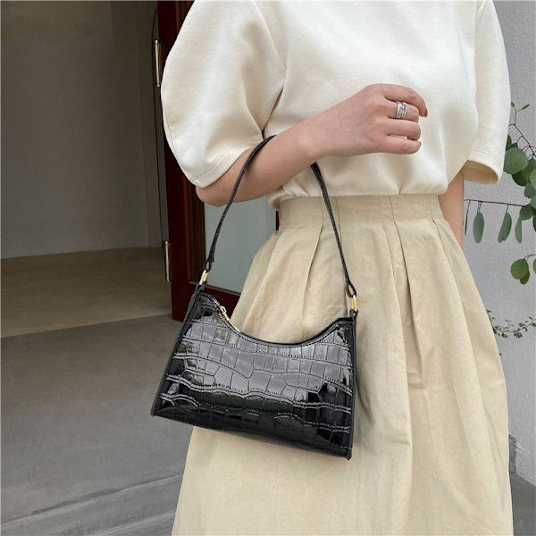 Handväska med stenmönster, axelväska, baguette, crossbody