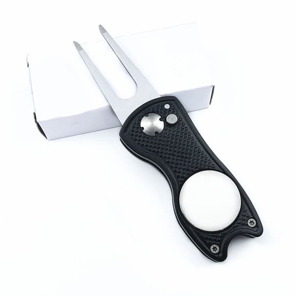 Golf Divot Tool i Rustfritt Stål - Golf Divot Reparasjonsverktøy - Foldbar Golf