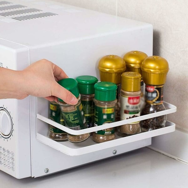 Kryddhylla magnetisk förvaringshylla kylskåp kök arrangör enkelsidig magnetisk kylskåpskryddförvaringskorg (vit) KLB
