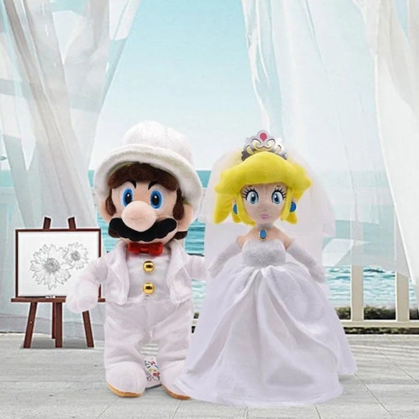 2 Super Mario Wedding Wedding peach cuddly toys stuffed animals anime plush figure set KLB