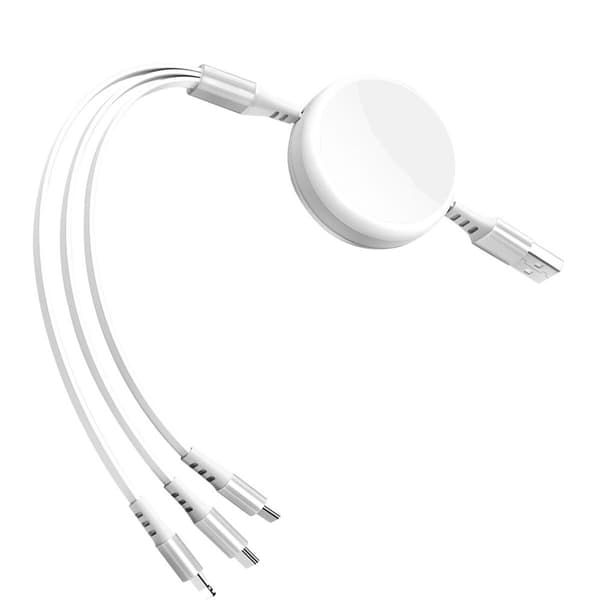 1 stk ladekabel, 3-i-1 hurtigladekabel med 3A hvit