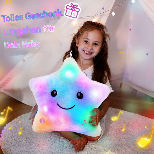 Dekorativ pute, LED stjernepute, LED lysende stjerneformet pute KLB