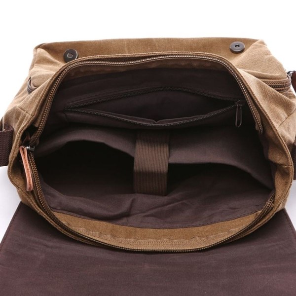 Alsidig Canvas Skuldertaske Business Laptop Taske - Sort, Stor