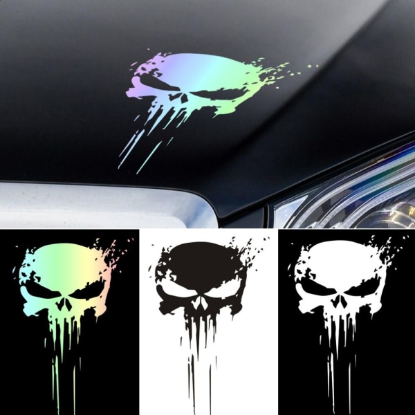 Melted Skull Stickers Pakke med 2 enheder til bilen eller motorcyklen (hvid)-